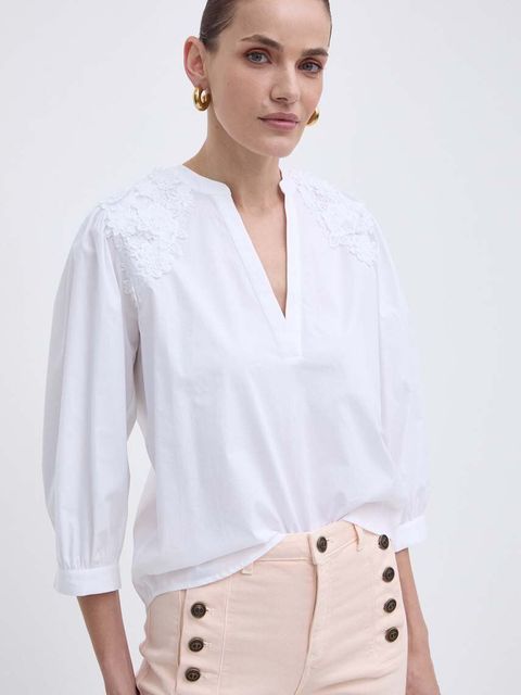 Twinset bluzka damska kolor biały z aplikacją