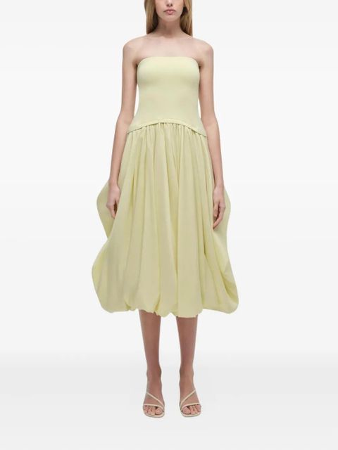 Simkhai strapless balloon-skirt midi day dress - Yellow