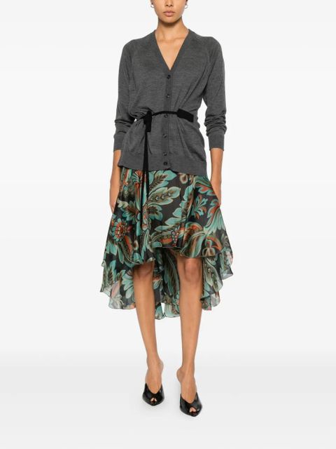 ETRO ruffled-floral skirt - Black