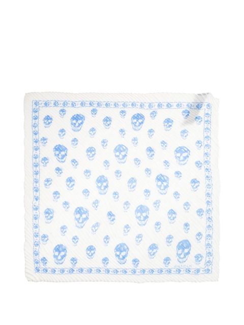 Alexander McQueen skull-print plissé scarf - White - zdjęcie produktu nr 1