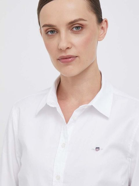 Gant koszula damska kolor biały regular z kołnierzykiem klasycznym