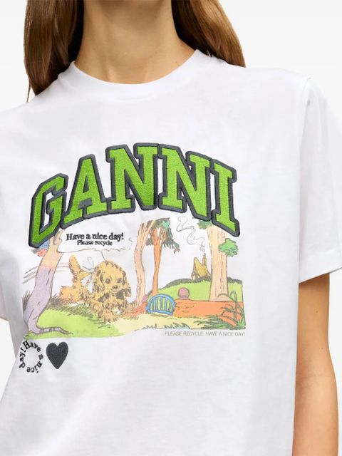 GANNI printed T-shirt - White