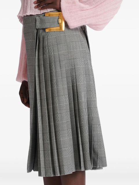 Balmain check-pattern pleated skirt - Grey