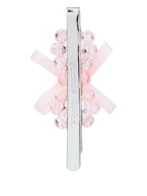 Simone Rocha bow crystal flower hair clip - Silver