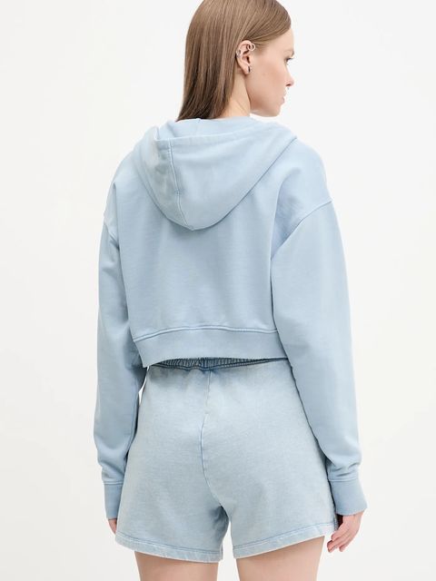 Guess Originals bluza bawełniana damska kolor niebieski z kapturem gładka W5RQ13 K68I1 - zdjęcie produktu nr 2