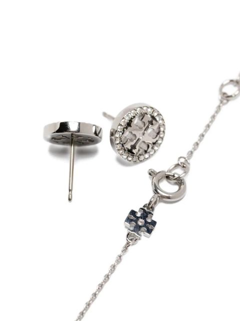 Tory Burch Miller crystal-embellished necklace and earring set - Silver