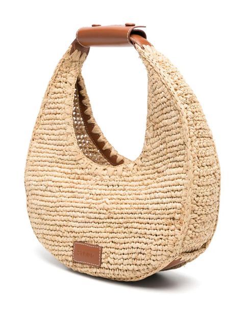 STAUD Moon raffia tote bag - Neutrals