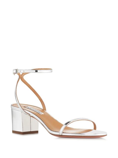 Aquazzura Olie 50mm metallic leather sandals - Silver - zdjęcie produktu nr 2