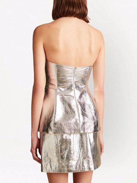 KHAITE Blanche cracked leather top - Silver