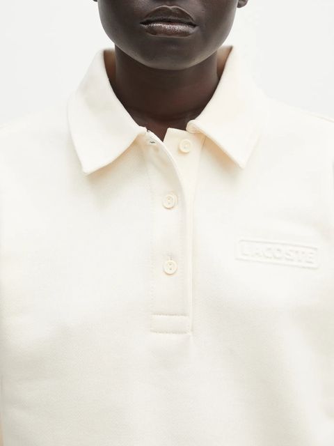 Lacoste bluza bawełniana damska kolor beżowy gładka SF0351 - zdjęcie produktu nr 2