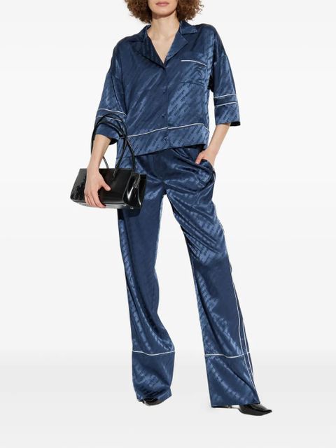 Off-White logo-print satin shirt - Blue - zdjęcie produktu nr 2