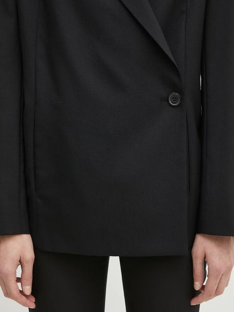 Kenzo marynarka wełniana kolor czarny jednorzędowa gładka FF52VE2589RA.99