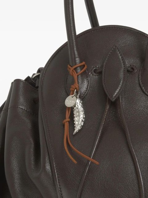Marni leather crystal-embellished keyring - Brown