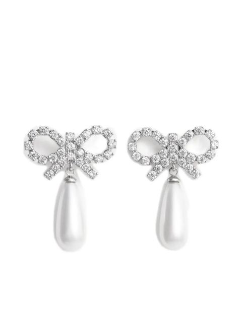 Self-Portrait bow pearl-embellishment earrings - Silver - zdjęcie produktu nr 1