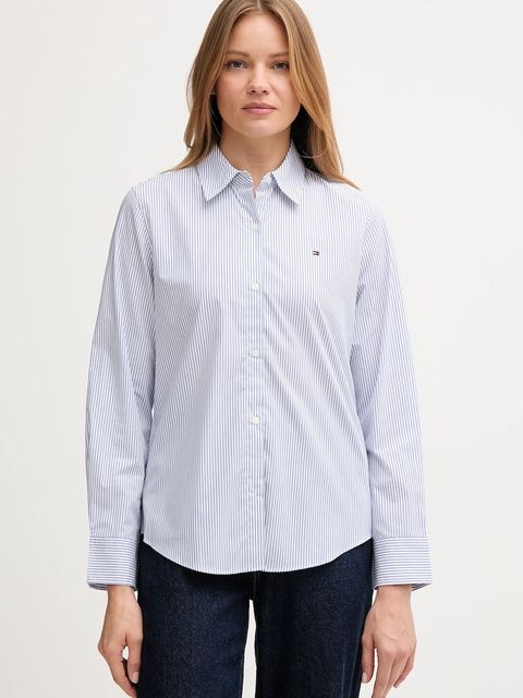 Tommy Hilfiger koszula damska kolor niebieski regular z kołnierzykiem klasycznym WW0WW47169