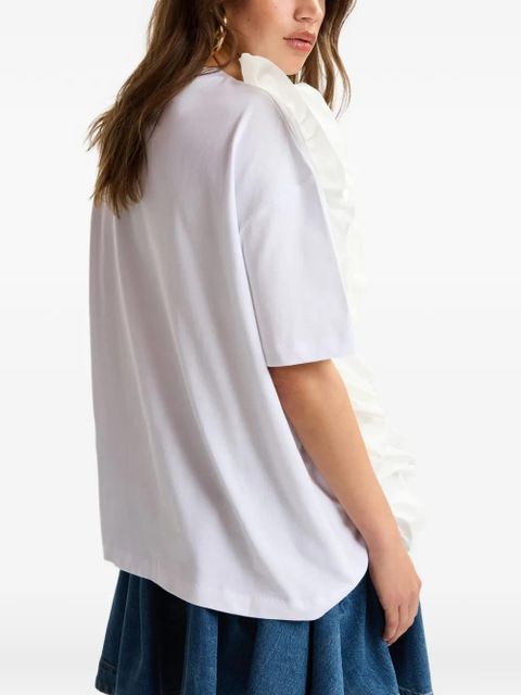 Essentiel Antwerp ruffled-detail floral-appliqué T-shirt - White