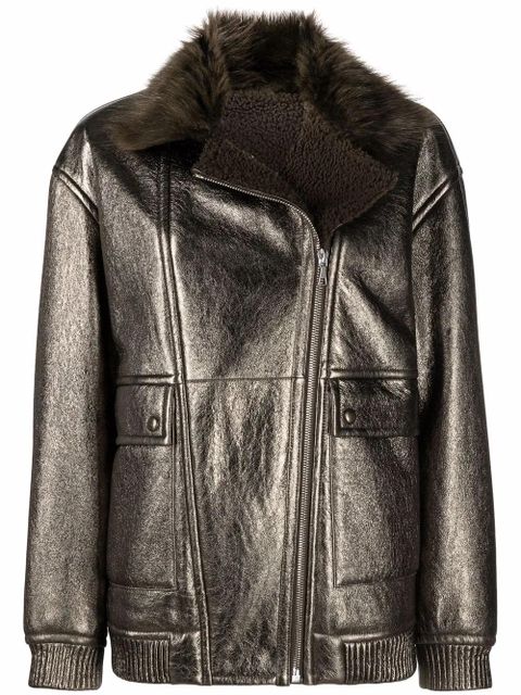 Yves Salomon longline leather jacket - Metallic - zdjęcie produktu nr 1