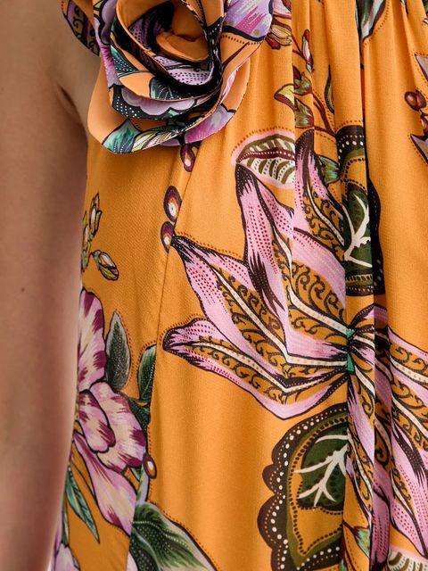 Farm Rio sukienka kolor pomarańczowy maxi rozkloszowana 336675