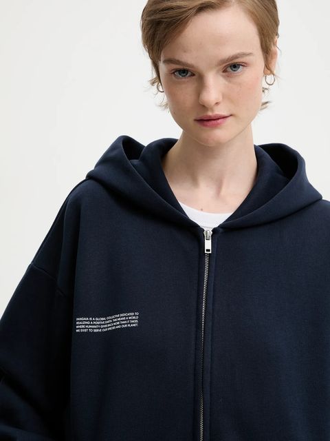 Pangaia bluza bawełniana kolor granatowy z kapturem gładka 10002675