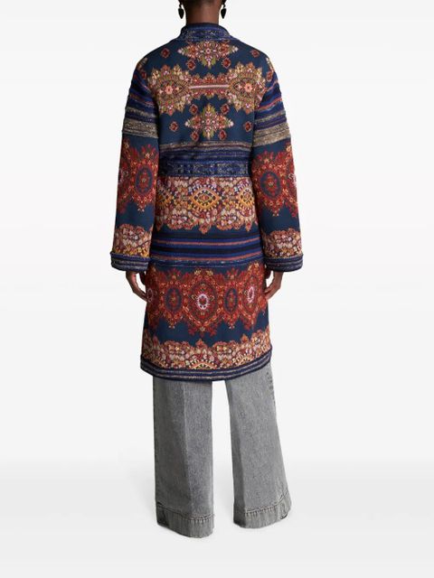 ETRO paisley-print belted trench coat - Blue