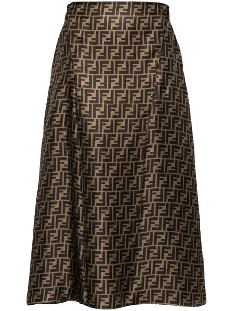 FENDI FF-pattern print midi skirt - Brown - zdjęcie produktu nr 1
