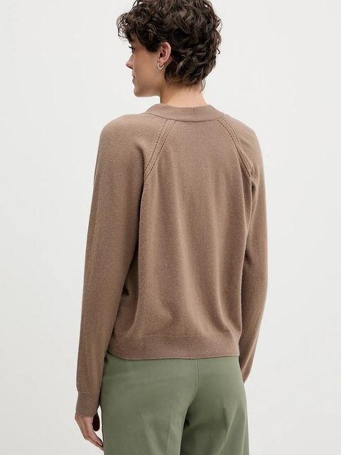 Sisley kardigan z dodatkiem wełny damski kolor brązowy lekki 102HM602Q - zdjęcie produktu nr 2