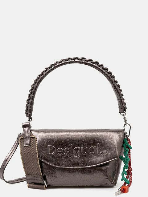 Desigual torebka HALF LOGO TROKEL DARK SILVE kolor srebrny 25WAXPAQ