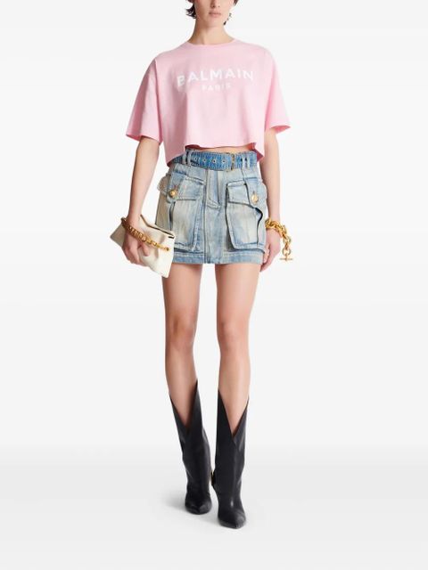 Balmain cropped logo-print T-shirt - Pink - zdjęcie produktu nr 2