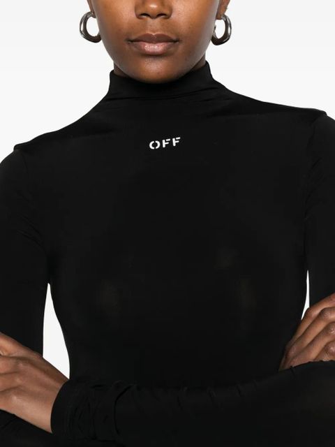 Off-White Off Stamp high-neck ruched dress - Black