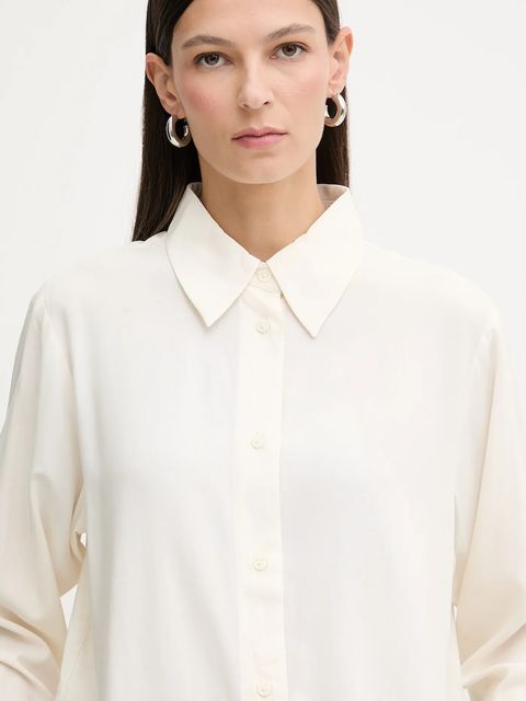 Marc O'Polo koszula damska kolor beżowy regular z kołnierzykiem klasycznym 5000007985