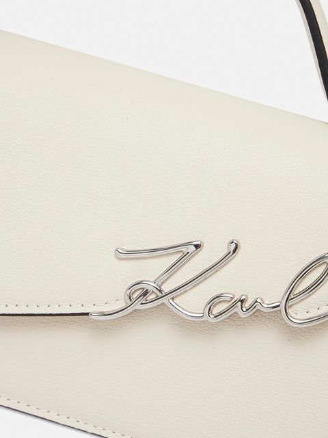 Karl Lagerfeld torebka skórzana K/SIGNATURE kolor beżowy A1W30458