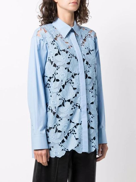 Valentino Garavani long-sleeve lace shirt - Blue