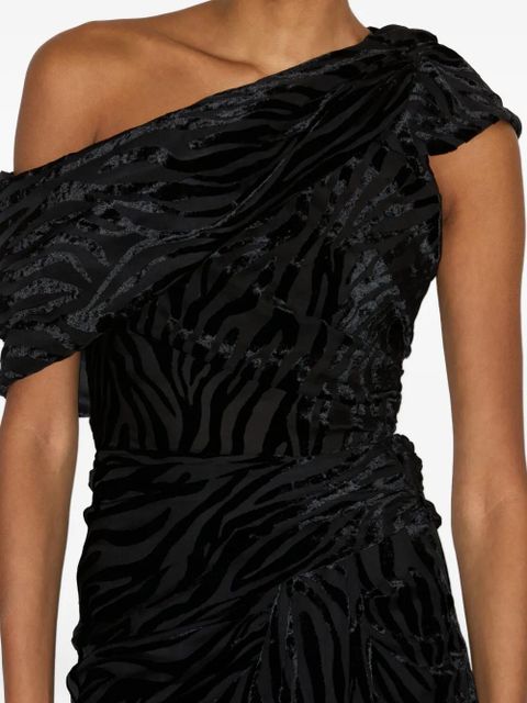 ISABEL MARANT zebra-print one-shoulder dress - Black