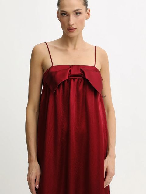 Undress Code sukienka kolor bordowy maxi rozkloszowana 1081