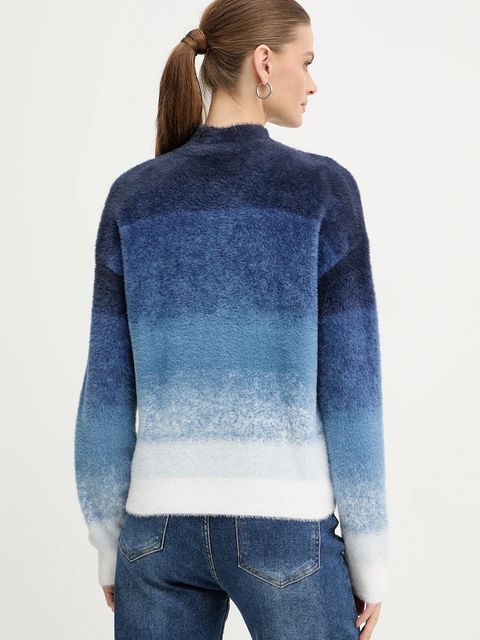 Morgan sweter MDYE damski kolor niebieski z półgolfem MDYE