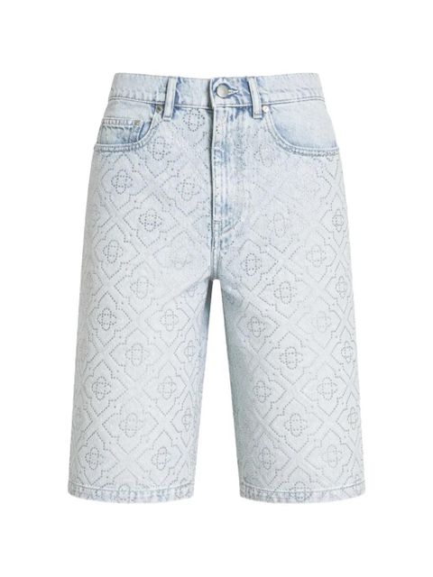 Casablanca rhinestone-embellished monogram shorts - Blue - zdjęcie produktu nr 1