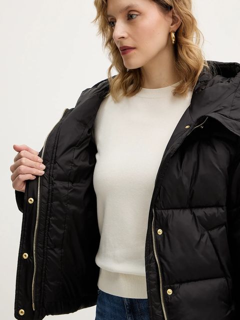 Pinko kurtka kolor brązowy zimowa oversize 105656 A2TF