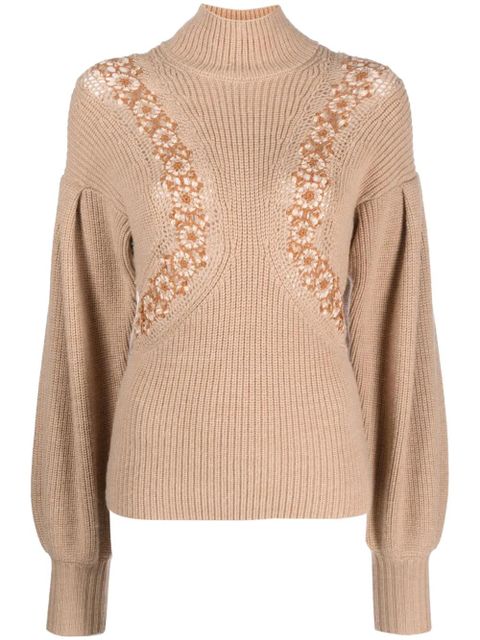 Ulla Johnson crochet-detail merino jumper - Brown - zdjęcie produktu nr 1