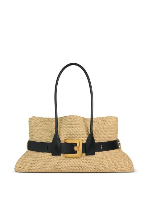 Balmain large Anthem bag in smooth leather and crochet - Neutrals - zdjęcie produktu nr 1