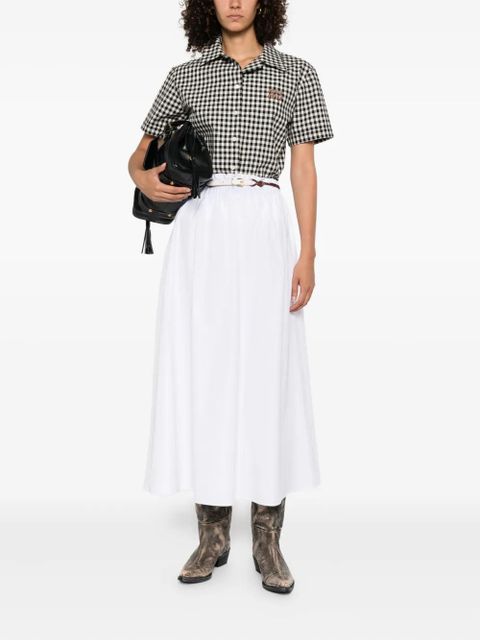 Miu Miu elasticated-waist cotton midi skirt - White - zdjęcie produktu nr 2