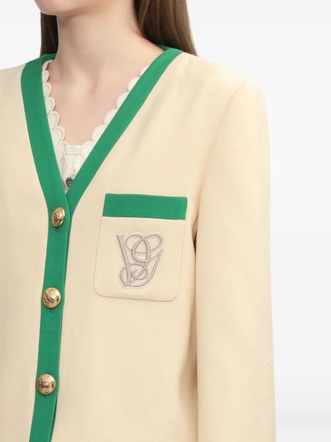 Valentino Garavani V-neck embroidered jacket - Neutrals