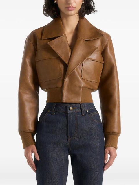 Manière De Voir Cosette lapel bomber jacket - Brown
