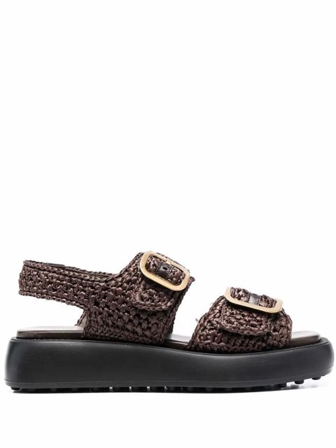 Tod's chunky woven raffia sandals - Brown - zdjęcie produktu nr 1