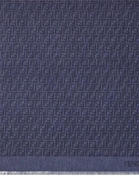 FENDI FF motif fringed shawl - Blue - zdjęcie produktu nr 2
