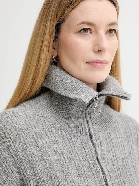 Marc O'Polo sweter z dodatkiem wełny damski kolor szary z półgolfem 5000007474