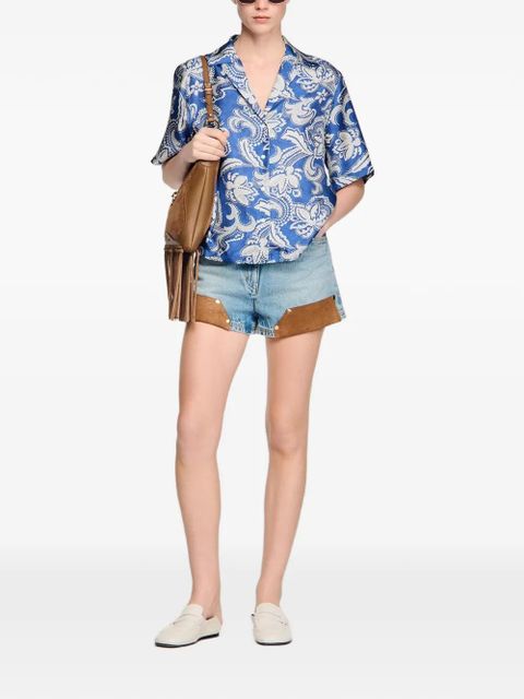 SANDRO floral printed short-sleeve shirt - Blue - zdjęcie produktu nr 2