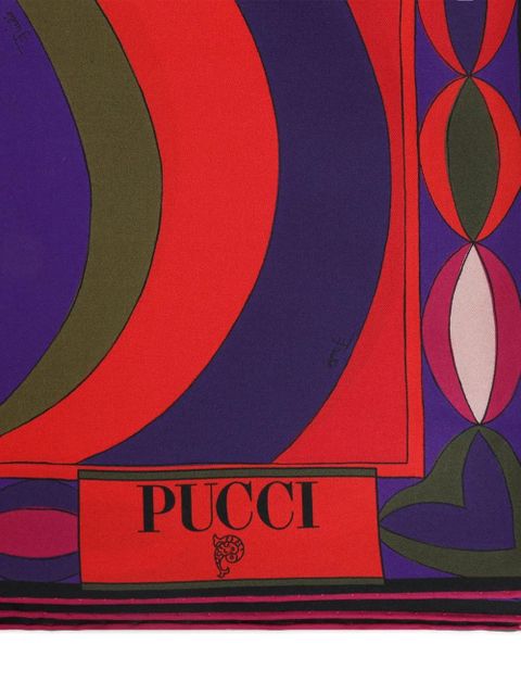 PUCCI geometric-pattern silk scarf - Blue