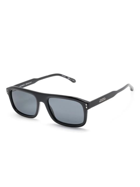 Isabel Marant Eyewear logo-engraved rectangle-frame sunglasses - Black - zdjęcie produktu nr 2