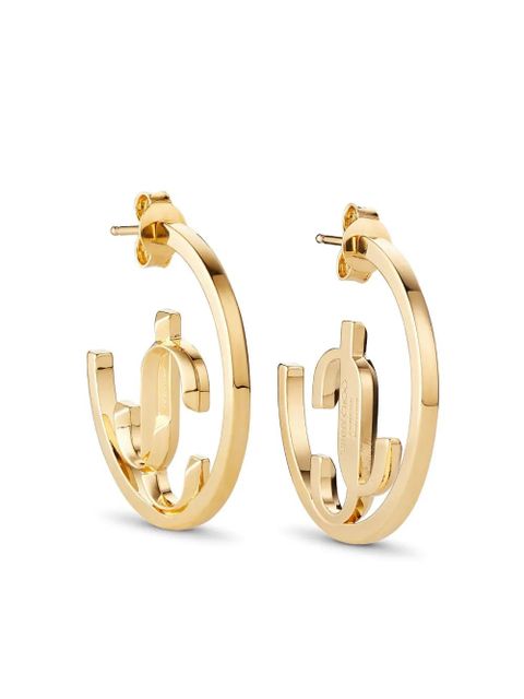 Jimmy Choo logo-lettering medium hoops - Gold