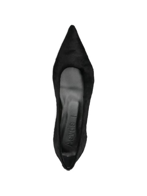 Aeyde Cassy calf-hair ballet flats - Black